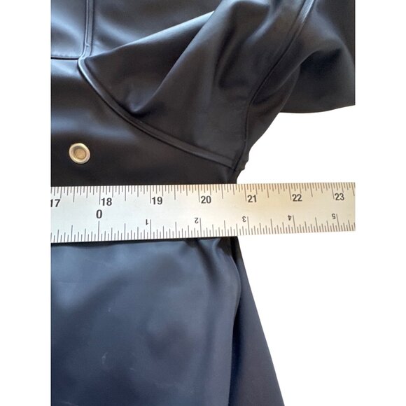 Lands End Hooded Rain Jacket Womens M 10-12 Rubberized Waterproof Green Lining - Picture 10 of 11